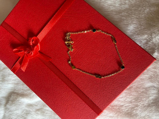 Black stone infinity bracelet