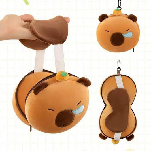 Capybara neck pillow and sleepmask